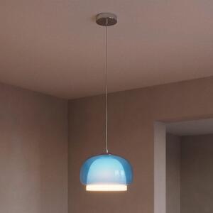 EGLO Lampă suspendată Belomontejo, Ø 30 cm, albastru-transparent, sticlă, reglabil, Albastru, Camera de zi / sufragerie, Sticlă, Viața tânără
