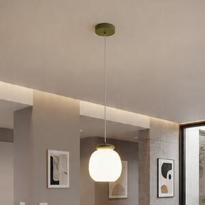 EGLO Lampă suspendată Berardelli, alb/verde, Ø 23 cm, sticlă, E27, reglabil, Alb, Camera de zi / sufragerie, Sticlă, Modern