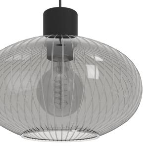 EGLO Lampă suspendată Dasmina, Ø 25 cm, gri fumuriu/negru, sticlă, E27, reglabil, Gri, Camera de zi / sufragerie, Sticlă, Viața tânără