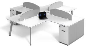 Birou operational OptiSpace , cu dulapuri integrate si 4 posturi - dimensiuni 2400*2800*750 mm