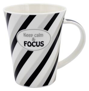 Cană din porțelan personalizată cu mesaj "Keep calm and FOCUS"