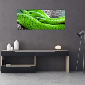 Tablou cu șerpi verzi (120x50 cm)