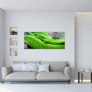 Tablou cu șerpi verzi (120x50 cm)