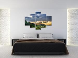 Tablou cu peisaj și raze de soare (150x105 cm)