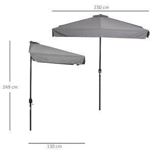 Outsunny Umbrelă Compactă Semicirculară cu Manivelă, Ideală pentru Spații Mici, 230x130x249cm, Gri | Aosom Romania
