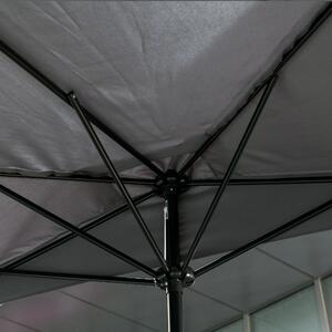 Outsunny Umbrelă Compactă Semicirculară cu Manivelă, Ideală pentru Spații Mici, 230x130x249cm, Gri | Aosom Romania