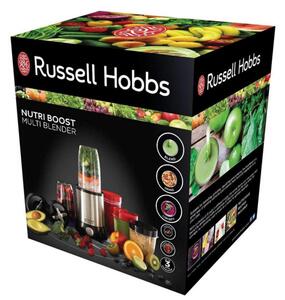 Blender Nutri Russell Hobbs 23180-56 Nutri Boost, 700 W, 15 piese, 2 lame din otel inoxidabil, Argintiu/Negru