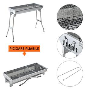 Outsunny Grătar Barbecue Portabil și Pliabil, din Oțel Inoxidabil, Ușor de Transportat, Ideal pentru Picnic, Camping, 73x33x71 cm | Aosom Romania