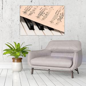 Tablou cu pian și notele muzicale (90x60 cm)