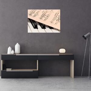 Tablou cu pian și notele muzicale (70x50 cm)