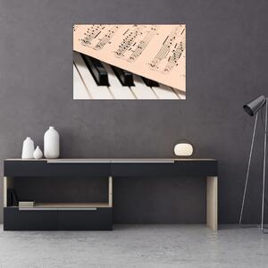 Tablou cu pian și notele muzicale (90x60 cm)