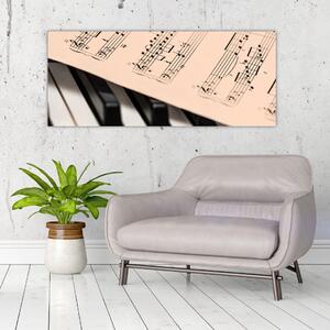 Tablou cu pian și notele muzicale (120x50 cm)