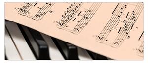 Tablou cu pian și notele muzicale (120x50 cm)