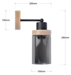 Lampă de perete WOODNEST 1xE27/15W/230V lemn de pin/negru fumuriu