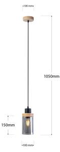 Candelabru pe cablu WOODNEST 1xE27/15W/230V pin/negru fumuriu
