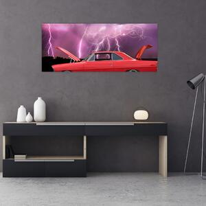 Tablou cu mașina roșie (120x50 cm)