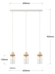 Pendul pe cablu WOODNEST 3xE27/15W/230V pin/crem