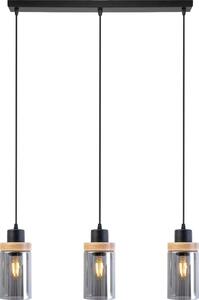 Lustră suspendată pe cablu WOODNEST 3xE27/15W/230V pin/negru fumuriu