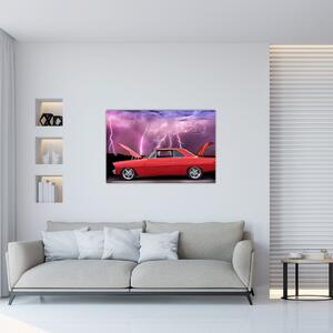 Tablou cu mașina roșie (90x60 cm)