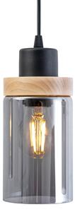 Lustră suspendată pe cablu WOODNEST 3xE27/15W/230V pin/negru fumuriu