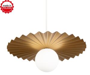 Lustră pe cablu SUNPLISS 1xG9/10W/230V diametru 40 cm auriu/crem