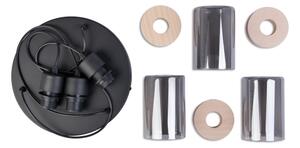 Lustră suspendată pe cablu WOODNEST 3xE27/15W/230V pin/negru fumuriu