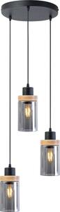 Lustră suspendată pe cablu WOODNEST 3xE27/15W/230V pin/negru fumuriu