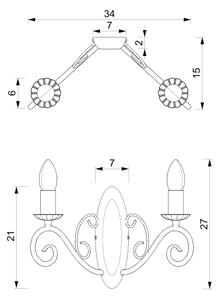 Aplică de perete MAURO, 2 x E14, 15 W, 230 V, bej