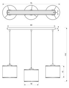 Candelabru pe cablu ARDEN 3xE27/15W/230V bej/maro