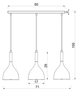 Lustră suspendată pe cablu NOAK 3xE27/15W/230V vișinie