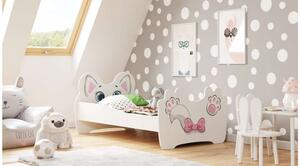 Kobi Animals Youth Bed - Kitten #white-pink - Mai multe mărimi
