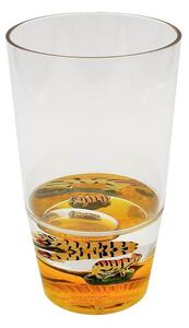 Pahar cu figurine plutitoare, portocaliu, model cu tigri, 250ml
