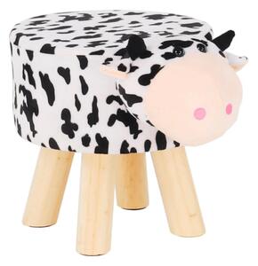 Taburet MOLLY, alb/negru, material textil/lemn, 47x28x31 cm