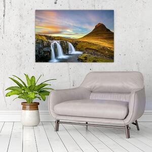 Tablou cu munții și cascade pe Islanda (90x60 cm)