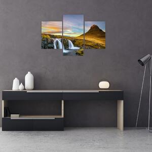 Tablou cu munții și cascade pe Islanda (90x60 cm)