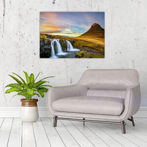 Tablou cu munții și cascade pe Islanda (70x50 cm)