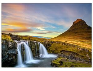 Tablou cu munții și cascade pe Islanda (70x50 cm)