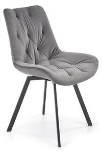 Scaun pivotant K519, gri, stofa catifelata/metal, 54x63x86 cm