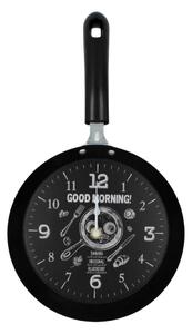 Ceas perete tigaie neagră Good morning