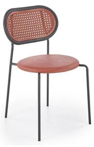 Scaun K524, maro/negru, piele ecologica/rattan sintetic, 46x51x78 cm