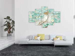 Tablou cu flori și fluturi (150x105 cm)