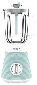 Blender Tesla BL510BWS, 500W, Cana de sticla 1,5 L, Pulse, Lama cvadrupla, Alb/Menta