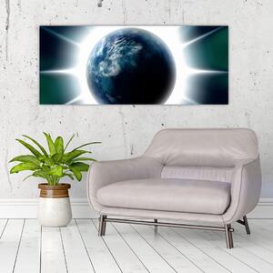 Tablou cu planeta iluminată (120x50 cm)