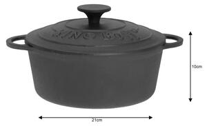Oala din fonta Kinghoff KH 2253, 2,4 litri, 21 cm, tratat cu grasime, negru