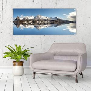 Tablou cu munți și reflectarea lor (120x50 cm)
