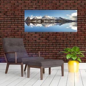 Tablou cu munți și reflectarea lor (120x50 cm)
