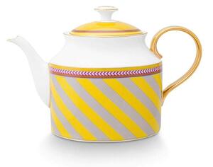 Ceainic din porțelan, Pip Studio, Stripes Yellow, 1.8l, colecția Pip Chique