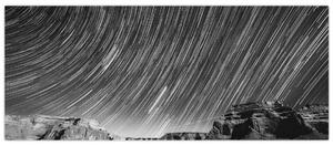 Tablou albnegru cu cerul și stele (120x50 cm)