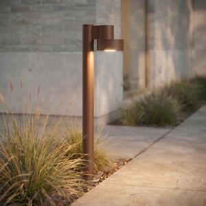 Lucande Bornă luminoasă LED Elune, maro, IP44, înălțime 77 cm, Maro / Rugină, Aluminiu, Modern