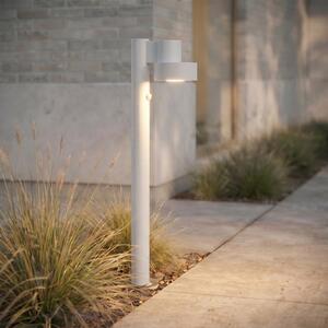 Lucande Bornă luminoasă LED Elune, gri deschis, cu senzor, IP44, 77 cm, Gri, Aluminiu, Modern
